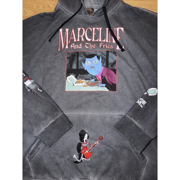 Adventure Time Marceline And The Fries Hoodie Medium grey mineral wash XL Y2K - Picture 2 of 4